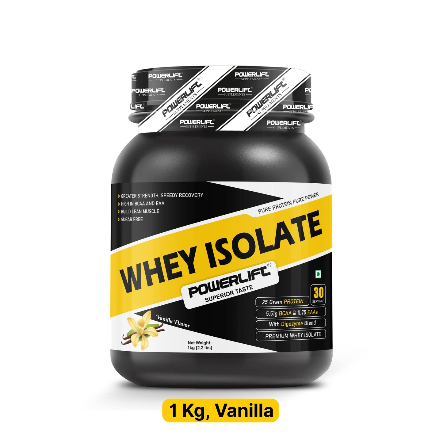 PowerLift Whey protein Isolate (Rich Chocolate) 25g Pure Isolate Whey Per Scoop, Raw Whey From USA, with Digezyme blend, Sugar Free, Gluten Free, Lactose Free