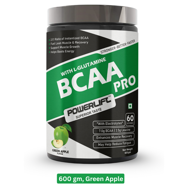 PowerLift BCAA Pro for Men & Women, with Electrolytes, Glutamine, Muscle Recovery & Endurance BCAA Powder, 7 Grams of Amino Acids, Energy drink for Workout