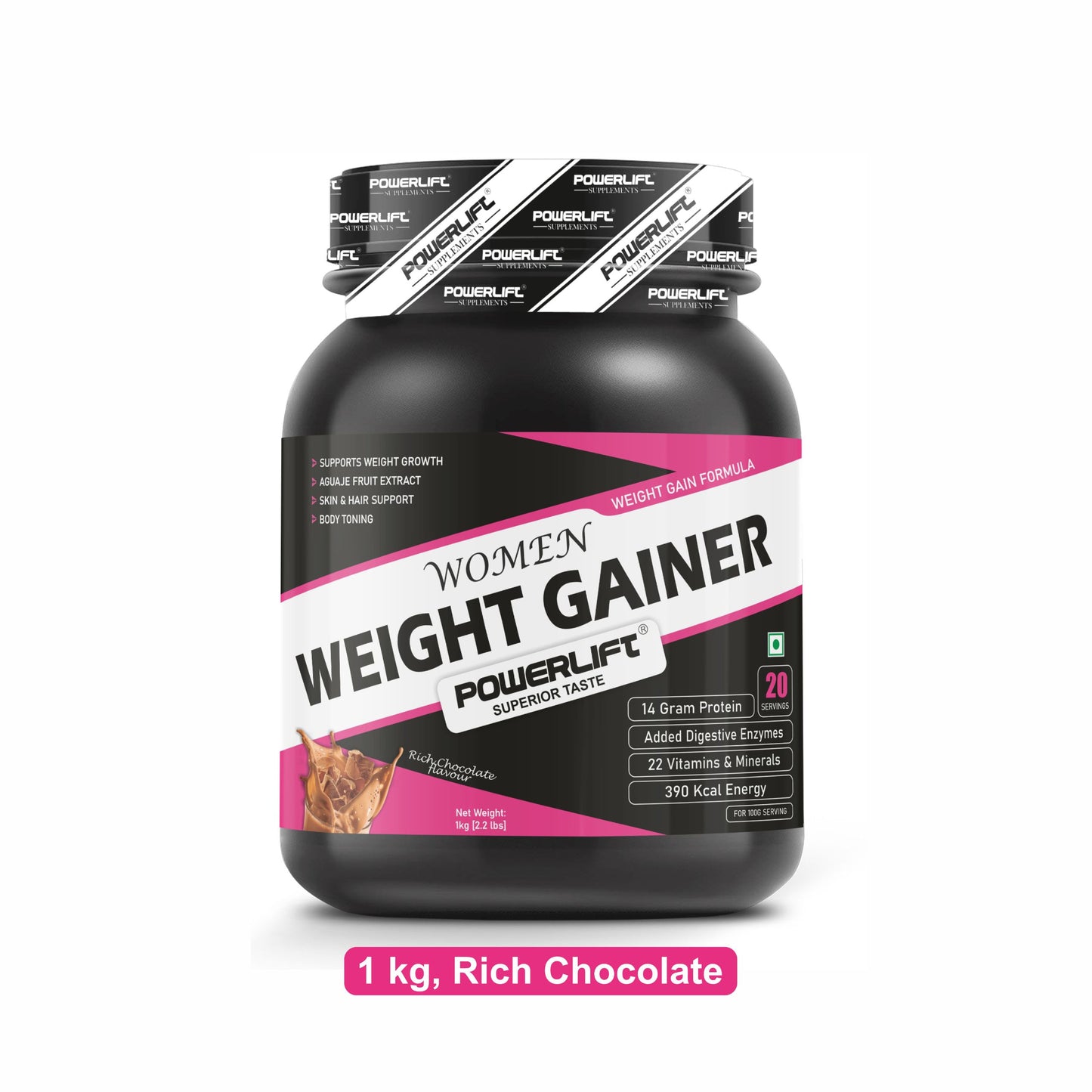 PowerLift Women’s Weight Gainer powder for women (Rich Chocolate) for increase Breast Muscle, Weight and mass gain for girls & Women, with 22 vitamins and minerals for Daily Vitamins